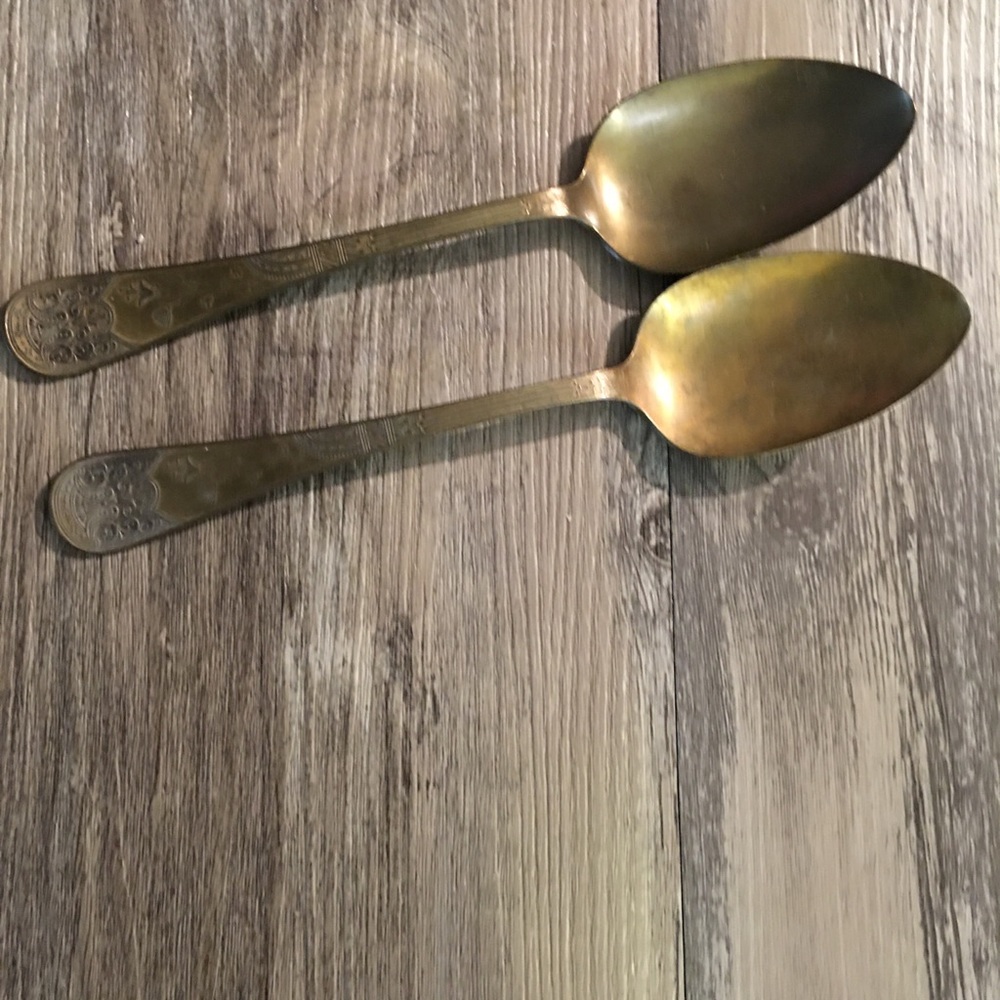 Serving Spoons - Brass Floral Design by Lenox